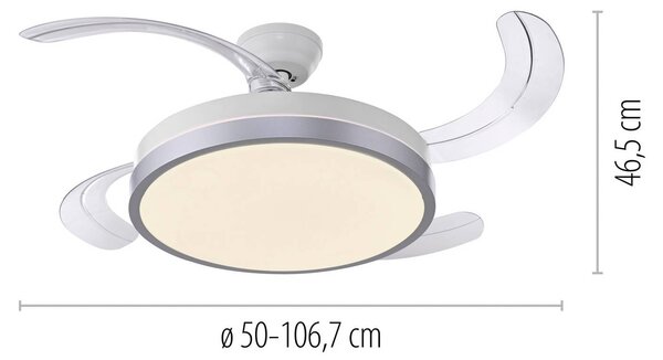 JUST LIGHT. GmbH Stropní ventilátor s LED osvětlením Kopta, stříbrný, dálkovým ovládáním,, stmívatelný, Hliník / šedá / zinek, Obývací pokoj / jídelna, kov, Moderní
