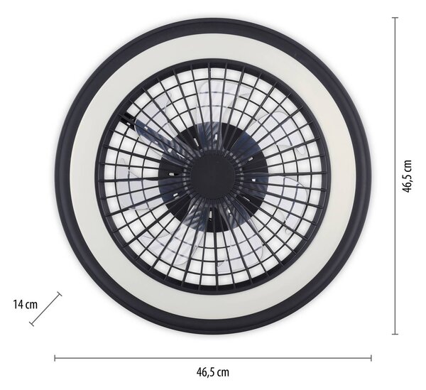 JUST LIGHT. GmbH LED stropní ventilátor Brandon, černý, RGBW, Ø 46,5 cm, stmívatelný, Černá, Obývací pokoj / jídelna, Plast, Moderní
