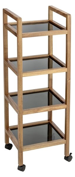 Černý/v přírodní barvě koupelnový regál z masivu akácie 35x101,5 cm Fondi – Wenko