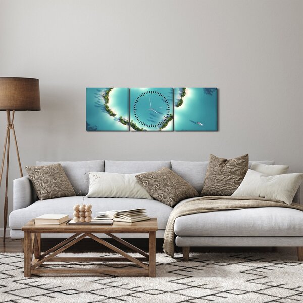 Obraz - Ostrovy srdce (s hodinami) (90x30 cm)