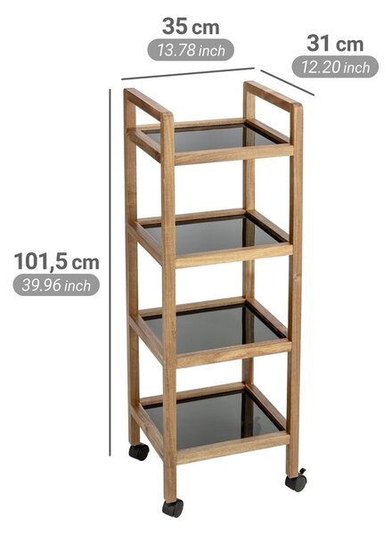 Černý/v přírodní barvě koupelnový regál z masivu akácie 35x101,5 cm Fondi – Wenko