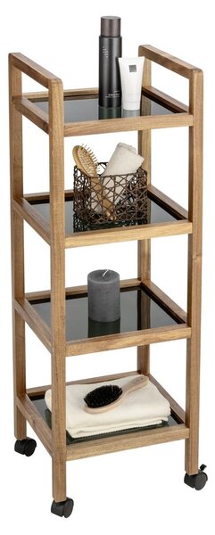 Černý/v přírodní barvě koupelnový regál z masivu akácie 35x101,5 cm Fondi – Wenko