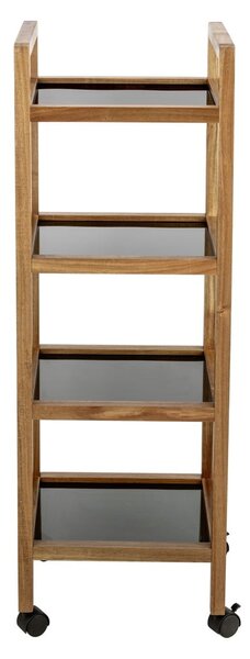 Černý/v přírodní barvě koupelnový regál z masivu akácie 35x101,5 cm Fondi – Wenko