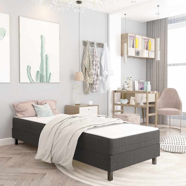 Postel boxspring šedá textil 100 x 200 cm 287454