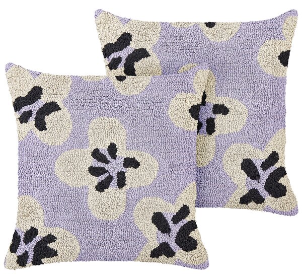Sada 2 dekorativních polštářů SOAPWORT Bavlna 45 x 45 cm Purpurová