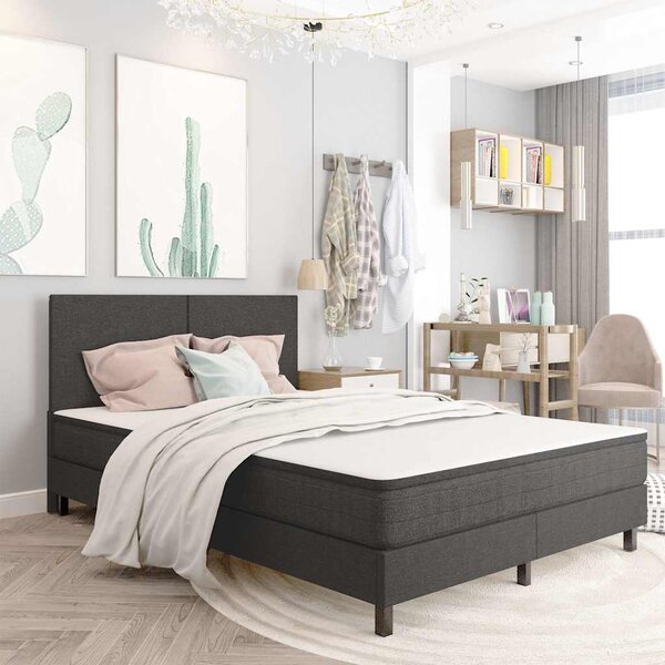 Postel boxspring šedá textil 140 x 200 cm 287456
