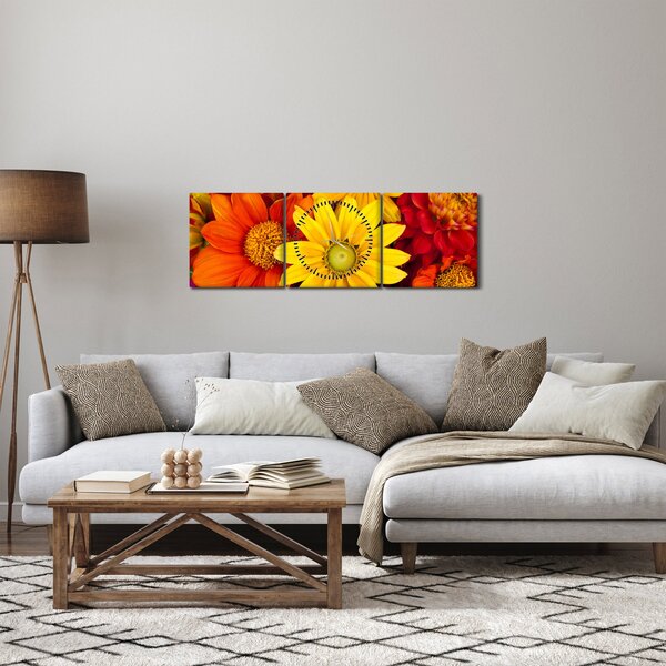 Obraz květů (s hodinami) (90x30 cm)
