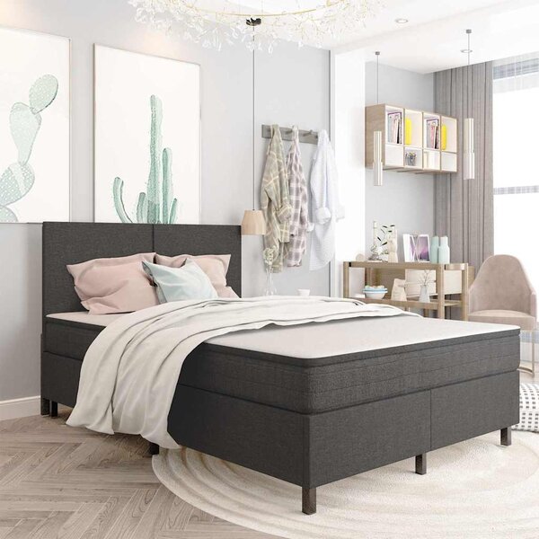 Postel boxspring šedá textil 140 x 200 cm 287464