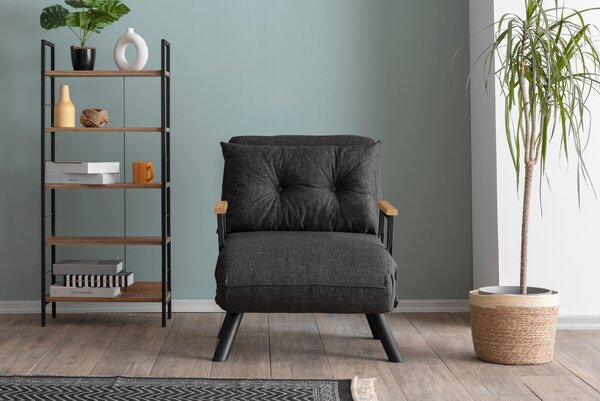 Hanah Home Rozkládací křeslo Single Sando tmavě šedé