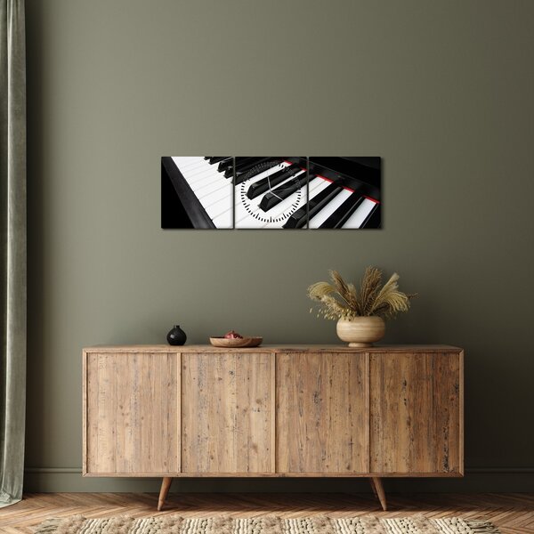 Obraz kláves piána (s hodinami) (90x30 cm)