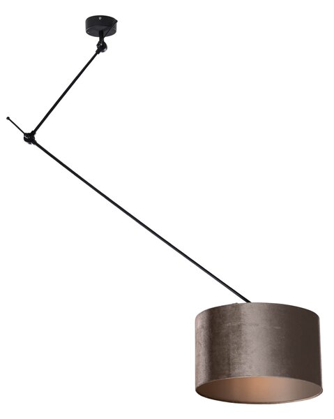 Závěsné svítidlo černé se sametovým stínidlem taupe 35cm - Blitz