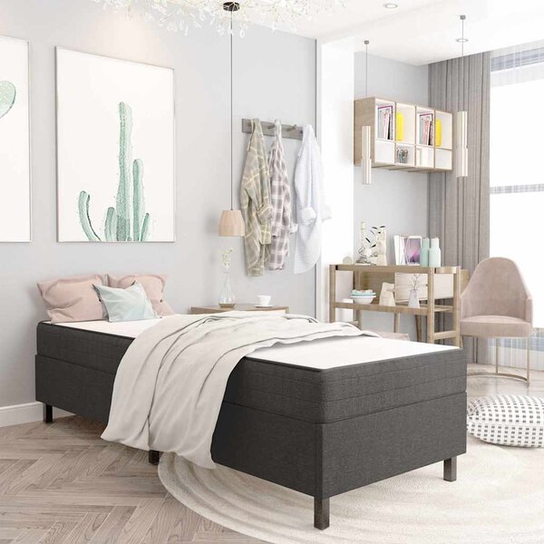Postel boxspring šedá textil 100 x 200 cm 287462