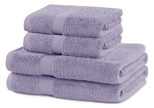 Froté bavlněné ručníky a osušky v levandulové barvě v sadě 4 ks Marina – DecoKing