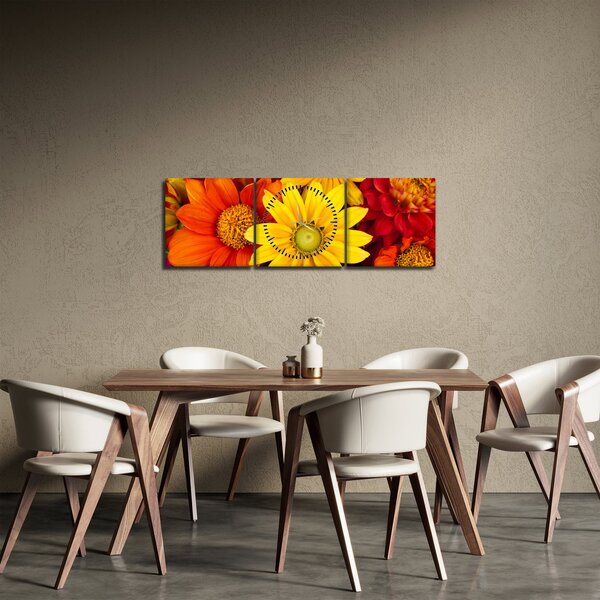Obraz květů (s hodinami) (90x30 cm)