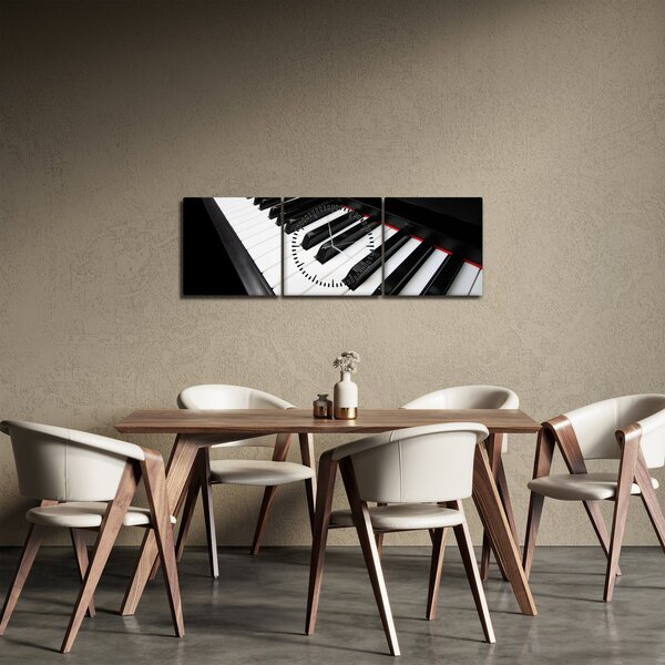 Obraz kláves piána (s hodinami) (90x30 cm)