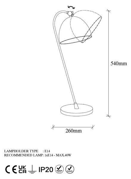Opviq Stolní lampa Acuka zlatá