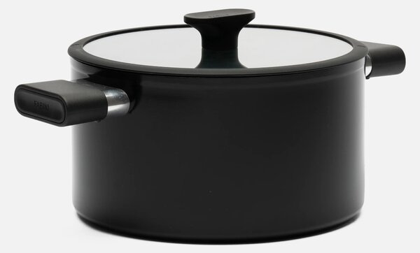 Fabini Kastrol Meda 5.0 Economy, ø 24 cm (5,4 l) - Nepřilnavý hrnec s keramickým povrchem s poklicí, černý