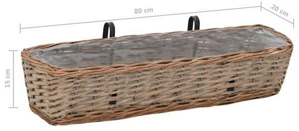 Květináče na balkon 2 ks proutěné s PE výstelkou 80 cm 287642