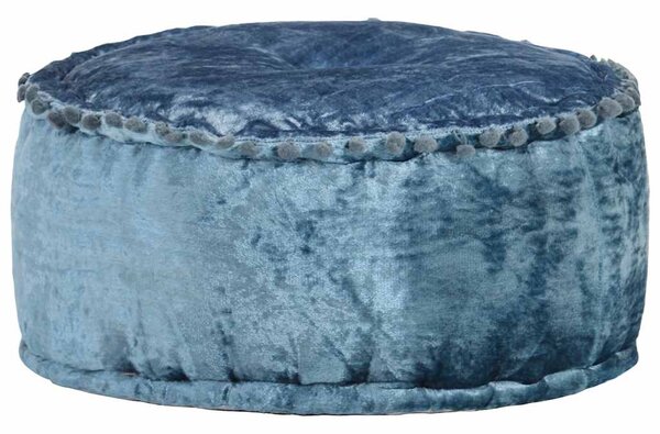 Kulatý taburet samet 40 x 20 cm modrý 287566