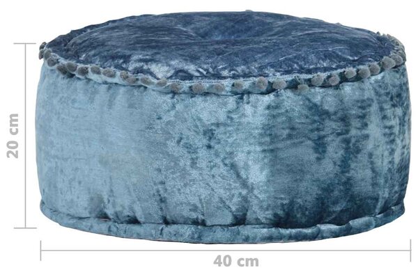 Kulatý taburet samet 40 x 20 cm modrý 287566