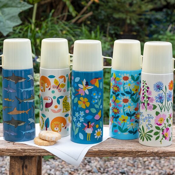 Modrá/krémová dětská termoska 350 ml Butterfly Garden – Rex London