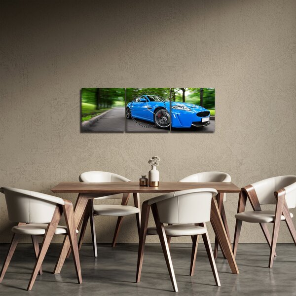 Obraz - Závodní auto (s hodinami) (90x30 cm)