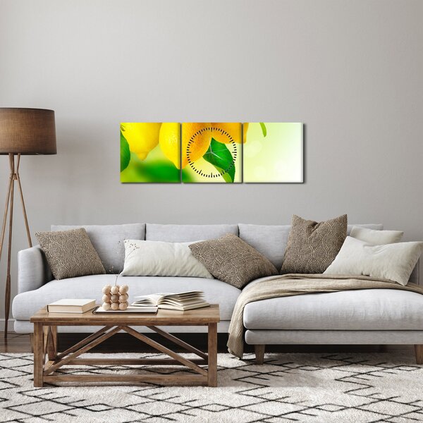Obraz citrónů (s hodinami) (90x30 cm)