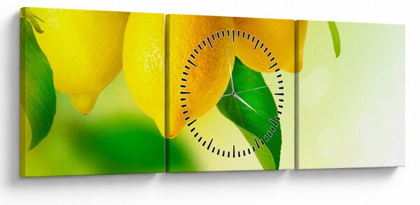 Obraz citrónů (s hodinami) (90x30 cm)