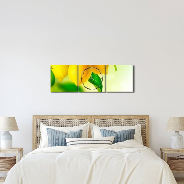 Obraz citrónů (s hodinami) (90x30 cm)