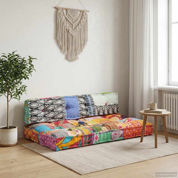 Poduška na pohovku z palet vícebarevná textil patchwork 287717
