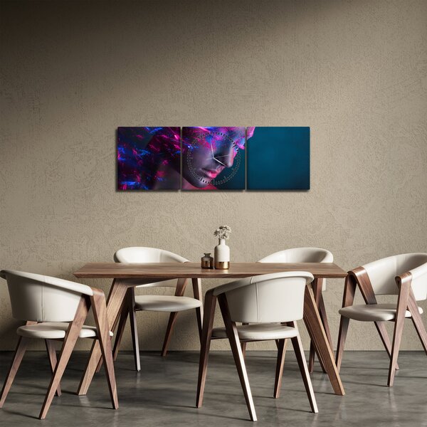 Třpytivý obraz ženy (s hodinami) (90x30 cm)