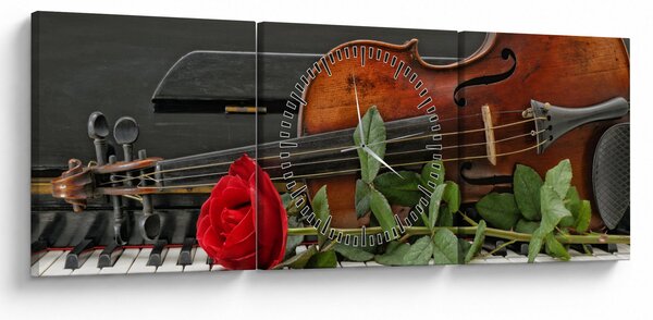 Obraz - Vzpomínka na hudebníka (s hodinami) (90x30 cm)