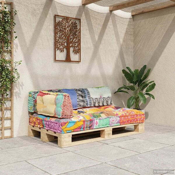 Poduška na pohovku z palet vícebarevná textil patchwork 287722