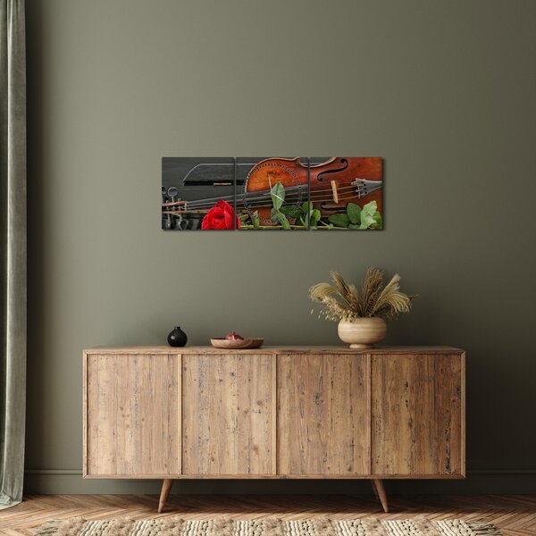Obraz - Vzpomínka na hudebníka (s hodinami) (90x30 cm)