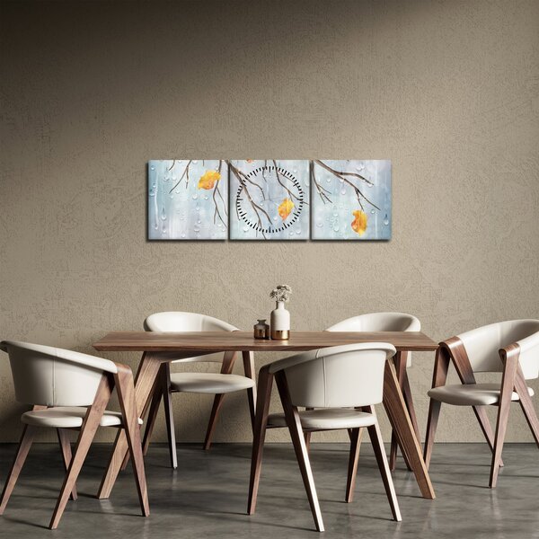 Obraz - Deštivý podzim (s hodinami) (90x30 cm)