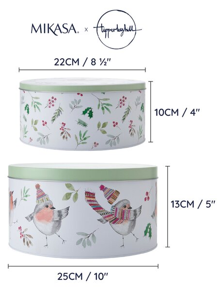 Dózy na sušenky a cukroví Mikasa Tipperleyhill vzor ptáček, set 2 ks MKTHCAKETINPK