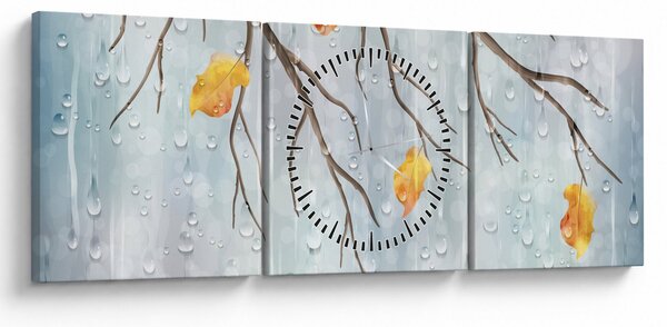 Obraz - Deštivý podzim (s hodinami) (90x30 cm)