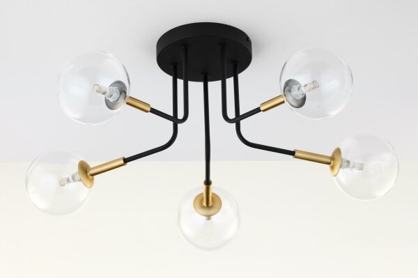 Jupiter 2040 - Lustr na tyči BURANO 5xG9/10W/230V černá/zlatá/čirá