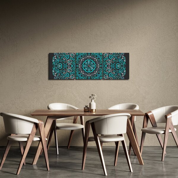 Obraz ornamentální abstrakce (s hodinami) (90x30 cm)