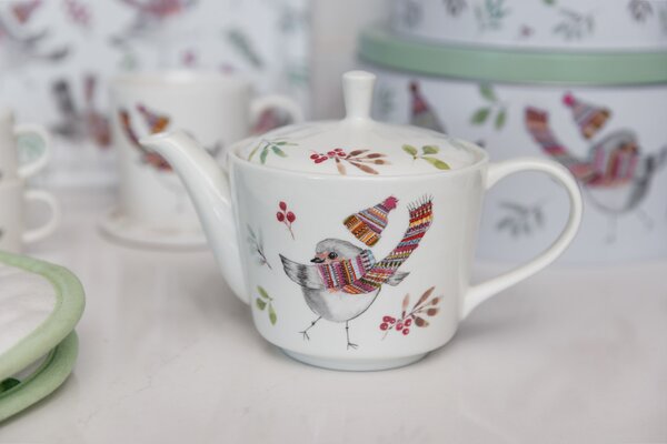 Čajová konvice 650 ml Mikasa Tipperleyhill vzor ptáček, porcelán MKTIPPROBTPOT