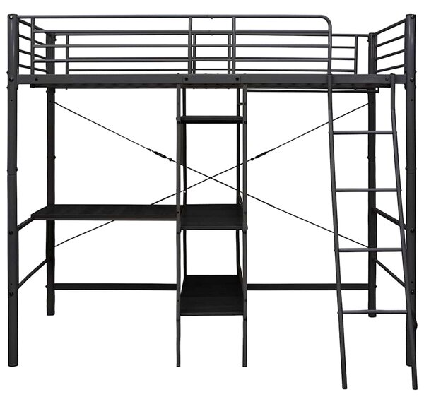 Rám poschoďové postele se stolem černý kov 90 x 200 cm 287907