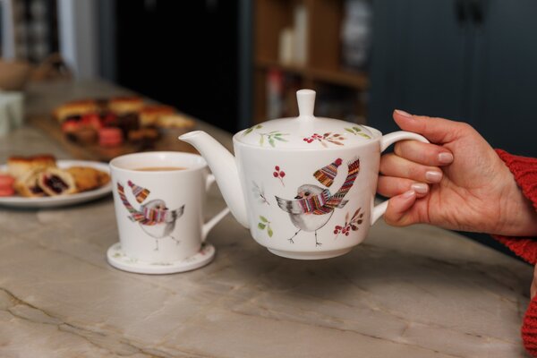 Čajová konvice 650 ml Mikasa Tipperleyhill vzor ptáček, porcelán MKTIPPROBTPOT