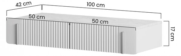 Závěsný toaletní stolek Malmi 100 cm - kašmírová / crema bianca / černá