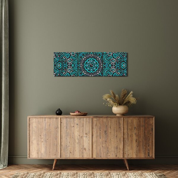 Obraz ornamentální abstrakce (s hodinami) (90x30 cm)