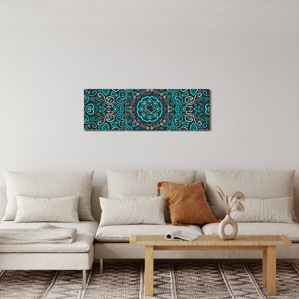 Obraz ornamentální abstrakce (s hodinami) (90x30 cm)