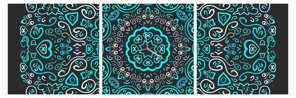 Obraz ornamentální abstrakce (s hodinami) (90x30 cm)