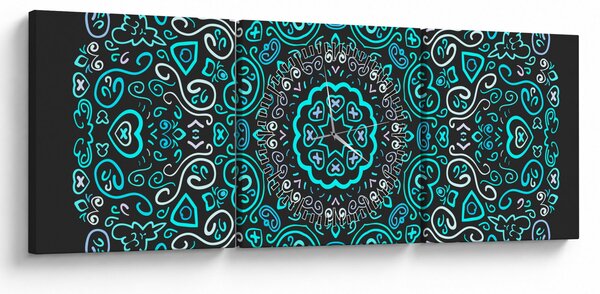 Obraz ornamentální abstrakce (s hodinami) (90x30 cm)