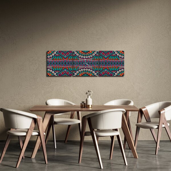 Obraz ornamentální abstrakce (s hodinami) (90x30 cm)
