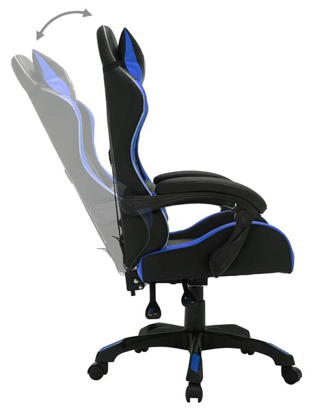 Herní židle s RGB LED podsvícením modro-černá faux kůže 287996