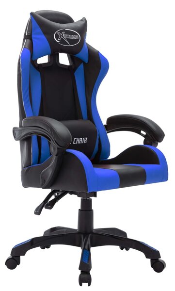 Herní židle s RGB LED podsvícením modro-černá faux kůže 287996